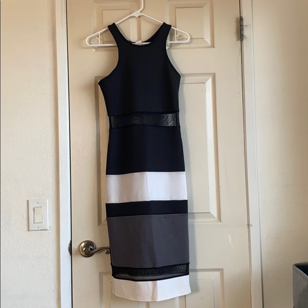 Jasmine midi bodycon color block dress